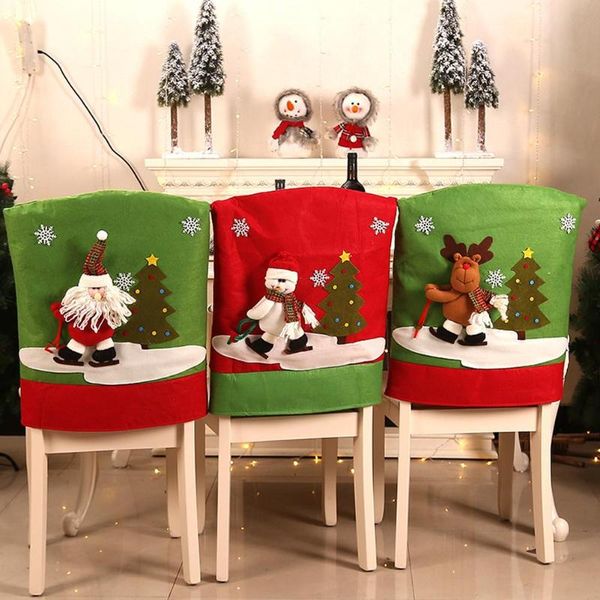 

chair covers santa claus/elk/snowman printing cover christmas dinner table party decoration