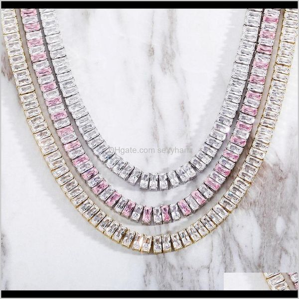 

chains 8mm brass setting zircon cuban link necklace hip hop bling jewelry cz chain iced out for men and women 4gccp 6igke, Silver