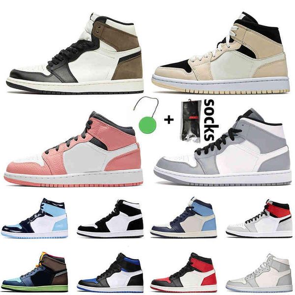 

2022 mid barely orange men womens 1s basketball shoes high gs jumpman 1 sneakers trainers digital pink light smoke grey bio hack