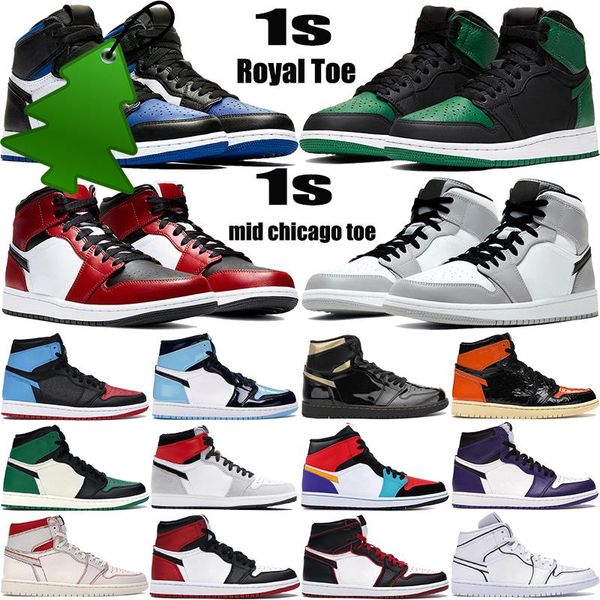 

1 high og basketball shoes 1s mid chicago royal toe metallic gold pine green black unc patent men women sneakers trainers k
