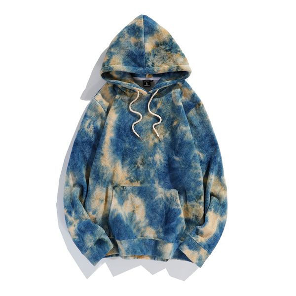 

men's hoodies & sweatshirts coloured polar hoodie male pullover hair 1:1 cotton colorful tie-dye cord velo, Black
