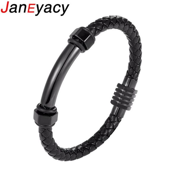 

fashion bracelets mens jewelry black braided leather bracelet stainless steel male jewellery christmas gift pulseira link, chain