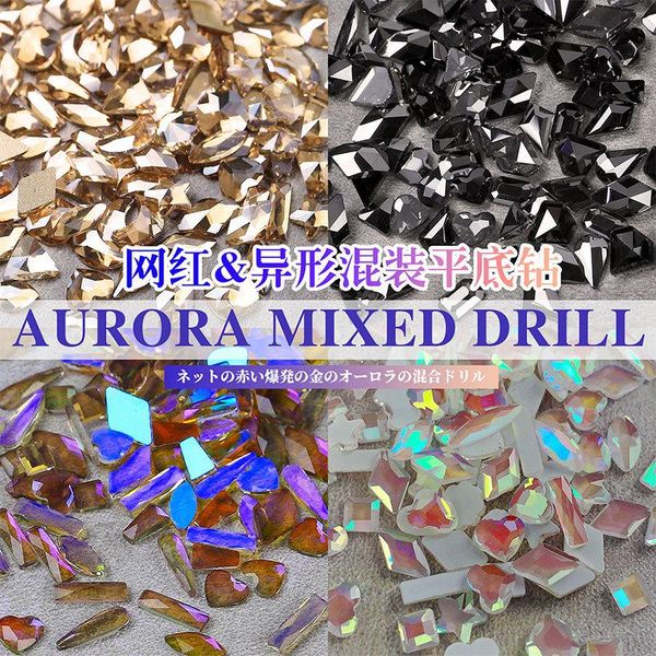 

nail art decorations 100 jewelry aurora special-shaped diamonds full of stickers york storm bright black bottom, Silver;gold