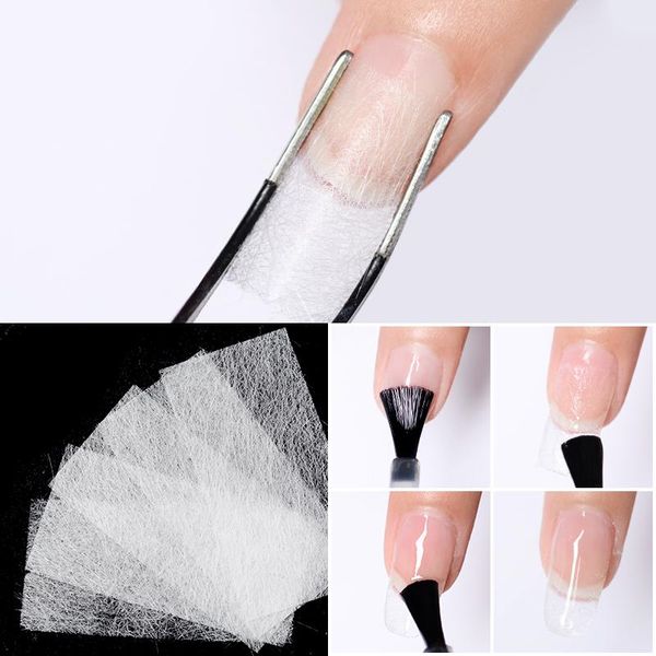 

false nails 5/10/20pcs fiber glass nail extension for uv gel building french manicure acrylic fiberglass forms art tool, Red;gold