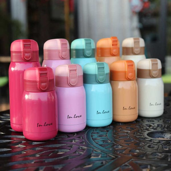 Cute Vacuum Mug Cup 200ml / 360ml Acciaio Mini Coffee thermos per caramelle Cartoon Stainless Kids Bottle Hot Thermos Thermal Water Y0915