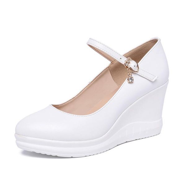 

dress shoes plus size 32-43 platform wedges for women white red wedding 2021 spring high heel pumps ladies office shoe, Black