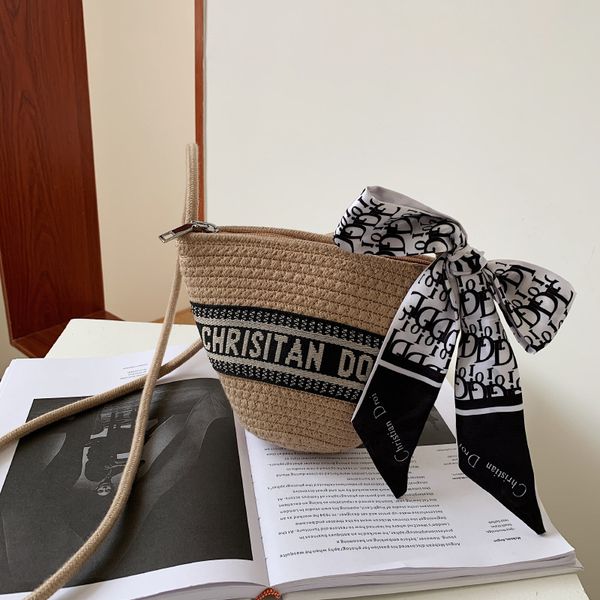 

summer straw bag female new beach holiday bucket letter woven messenger outlets