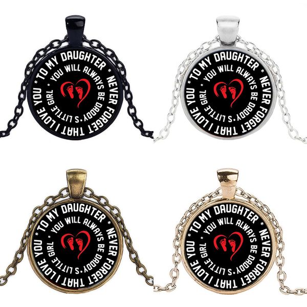 

daughter present time fashion necklace round glass pendant jewelry trendy letter heart link necklace christmas gifts, Silver