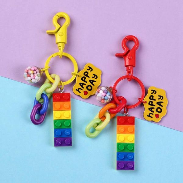 

blocks building accessories keychain rainbow block toy brick resin charms pendant for earring diy decor decorative objects & figurines