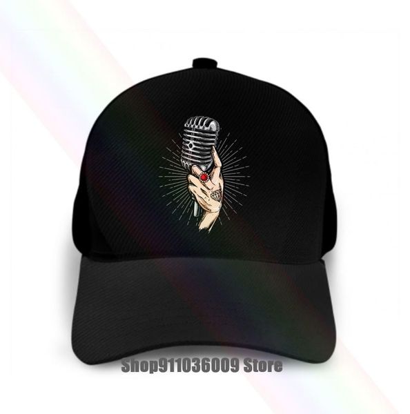 

hand holding mic retro cap hat cycling caps & masks, Black