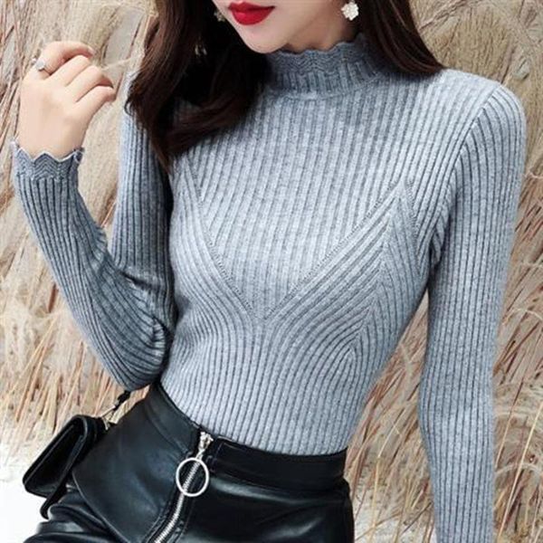 

spring winter style knitted pullovers women sweater casual slim turtleneck long sleeve zz0033, White;black