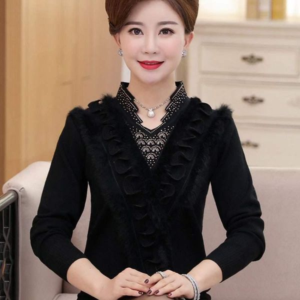 

women's sweaters mother clothing 2021 spring autumn women casual pullover sweater female loose long-sleeve knitted bottoming jumper y1, White;black