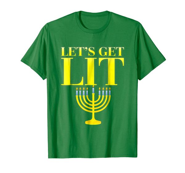 

let's get lit t-shirt - funny hanukkah menorah jewish tee, White;black