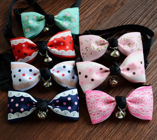 

arrival pet dog bow necklace with bell holiday gift collar leash for puppy 20pcs collars & leashes