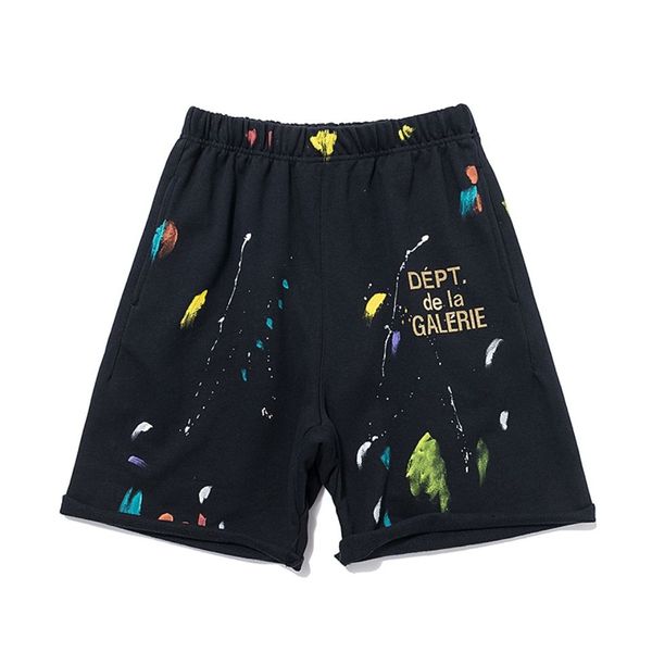 

hand-painted graffiti washed panties splash ink sports loose casual pants and short, White;black