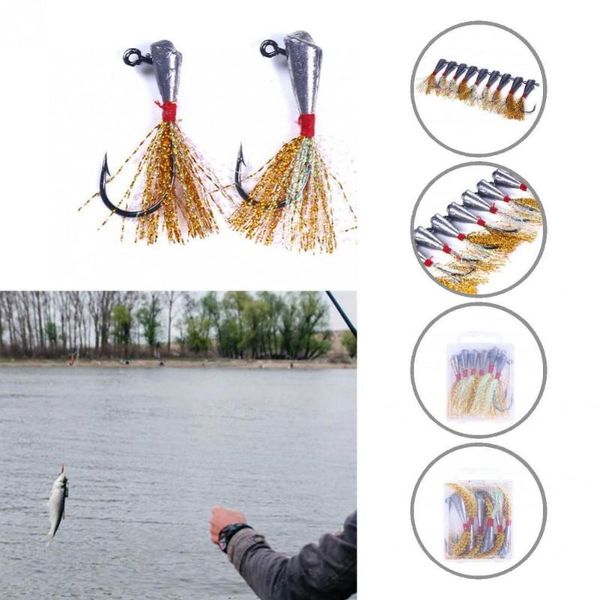 

fishing hooks feathered 6pcs/set versatile solid metal mini jig sharp for lake