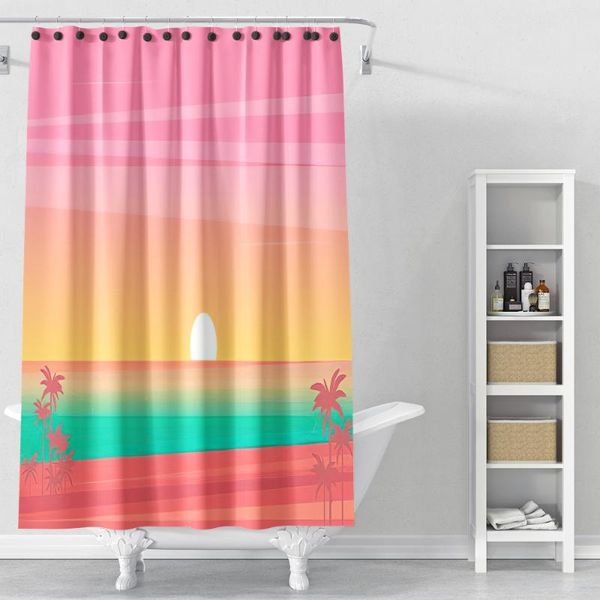 

print hawaii tropical plants style waterproof shower curtains home summer sunset decoration bathroom polyester fabric