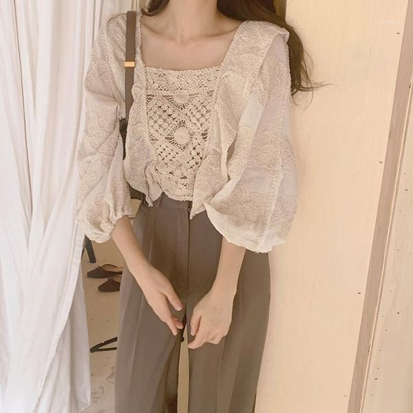 

women's blouses & shirts embroidery lace womens summer femme casual women shirt long sleeve linen cotton girls blouse plus size blusas, White