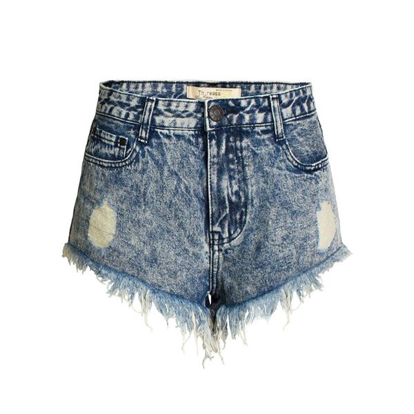 

women's jeans denim shorts women 2021 casual loose features middle waist rivet pierced straight suit for, Blue
