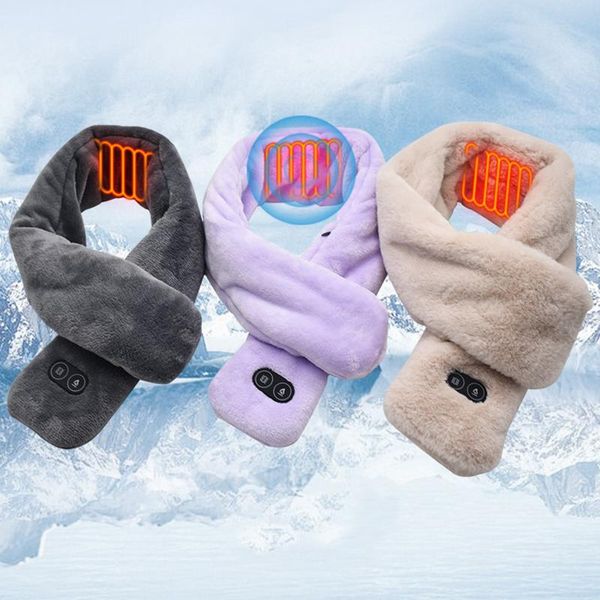 

scarves 2021 winter scarf heated usb women heating couple neckerchief plush collar shawl neck warmer, Blue;gray