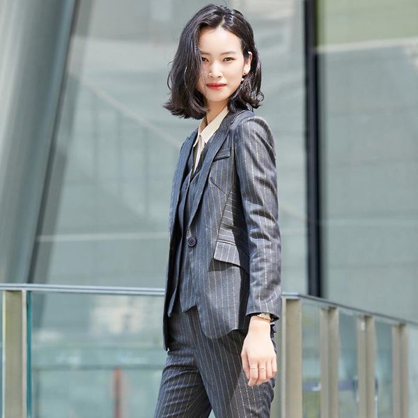 

autumn winter formal women business suits styles pantsuits ladies office work wear professional female blazers trousers set, White