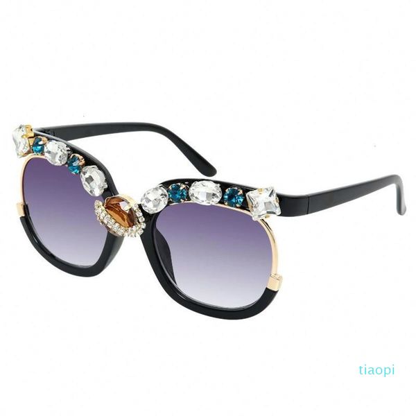 

fashion sunglasses fashion diamond round sunglasses women luxury, Black
