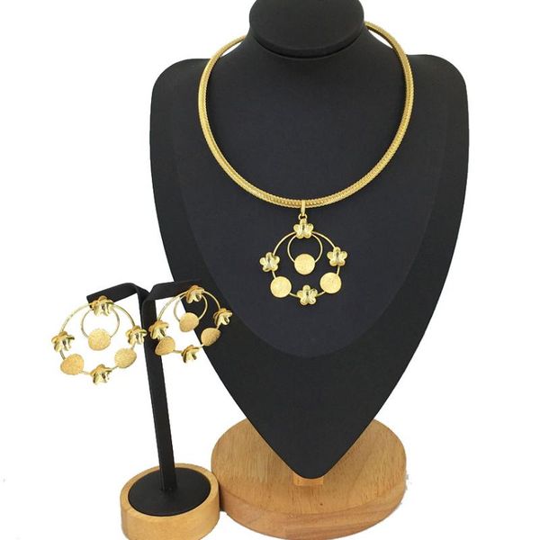 

earrings & necklace yuminglai 24k gold plated special pendant and two sets of jewelry set dubai fhk12133, Silver