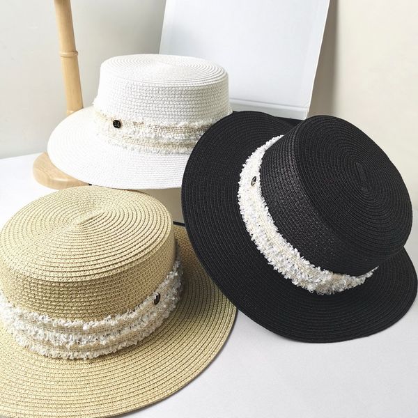 

new flat straw hat net in spring and summer, Blue;gray