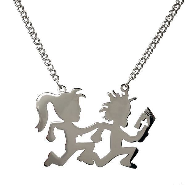 

brand new polished silver large 3 inch icp juggalette hatchetman necklace charms stainless steel hatchet man girl necklaces pendant 4mm 24&#