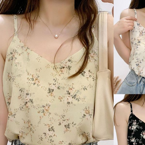 

fashion v neck casual womens tank sleeveless printed vest loose, White