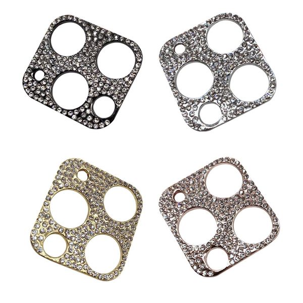 Luxo Rhinestone Diamond Camera Film Protector Caso para iPhone 13 12 11 Protectador de prote￧￣o da lente pro m￡x.