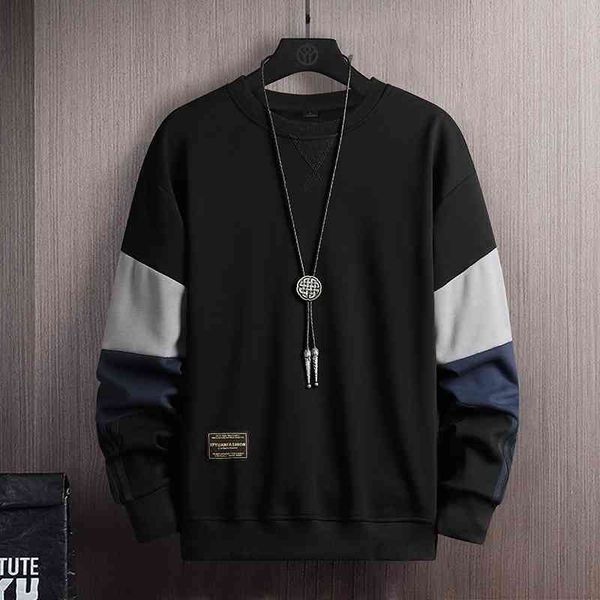 

men's 2021 spring and autumn new men's sweater round neck pullover loose sports long sleeve upper garment, Black