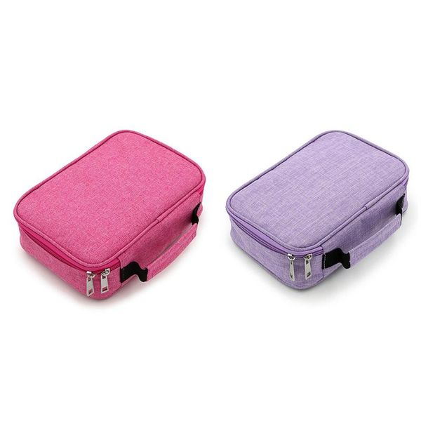 

pencil bags 2 pcs 72 holder pen colored case school multi-functional high capacity zipper bag for student art supplies , pink