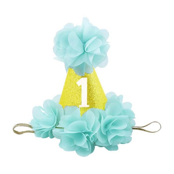 

party hats 1pc birthday caps flower crown 1st baby shower hat princess headband 1 year decorations 9 colors