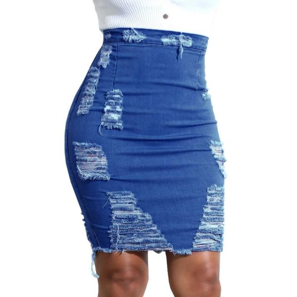 

skirts women short denim ladies womens high waist ripped distressed pencil mini jean skirt summer plus size g25, Black