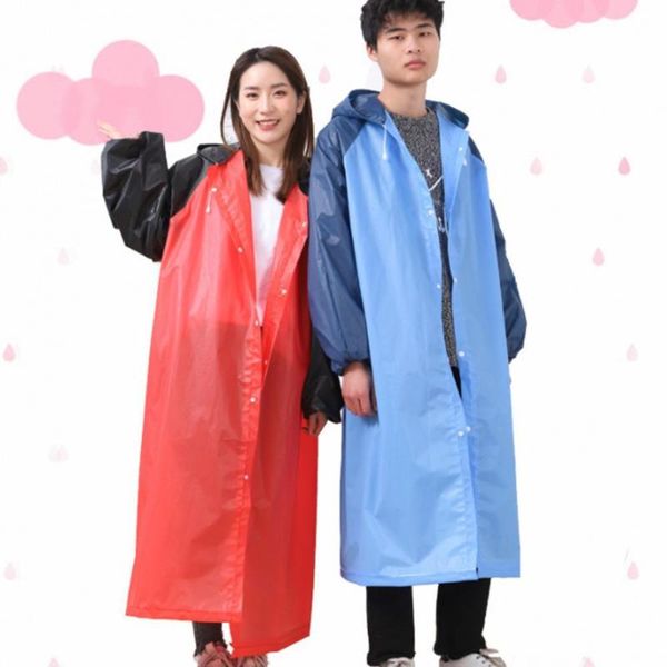 

raincoats eva long rain coat for outdoor wear raincoat splicing pattern rope design fashion hooded unisex