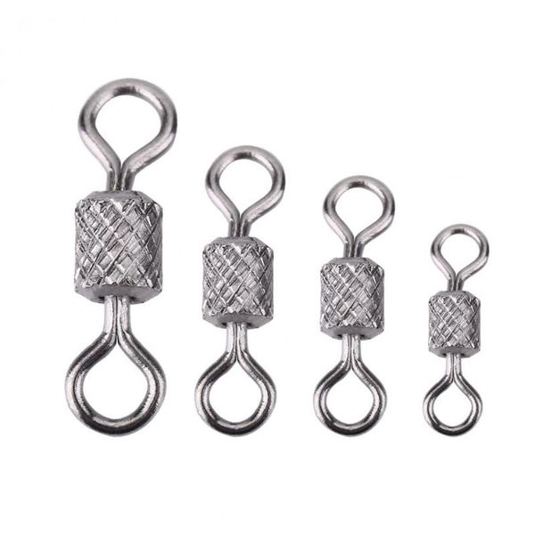 

100pcs copper fishing barrel swivel solid ring sizes rolling connector for hook lure accessories hooks