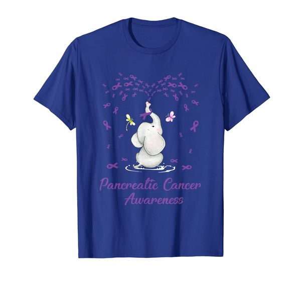 

elephant with ribbon pancreatic cancer awareness tshirt, White;black
