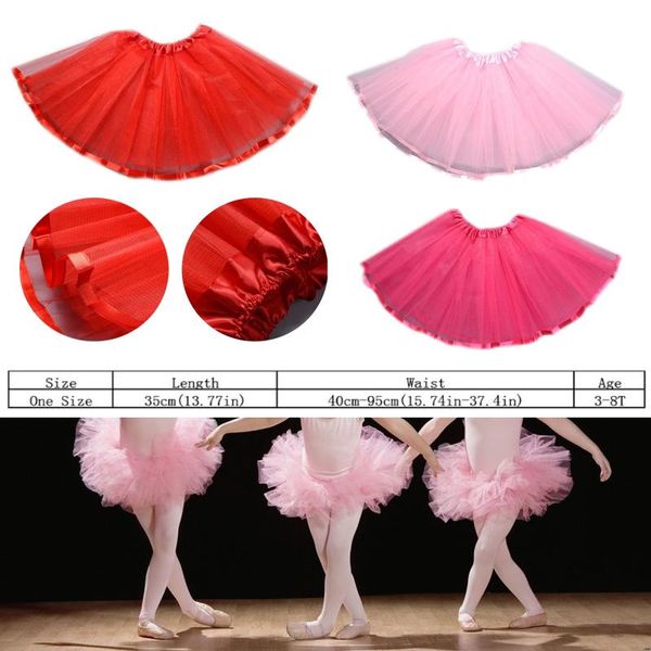 

skirts girl skirt children toddler girls three layers tutu solid color ballet dance costume elastic waist mini dress party, Blue