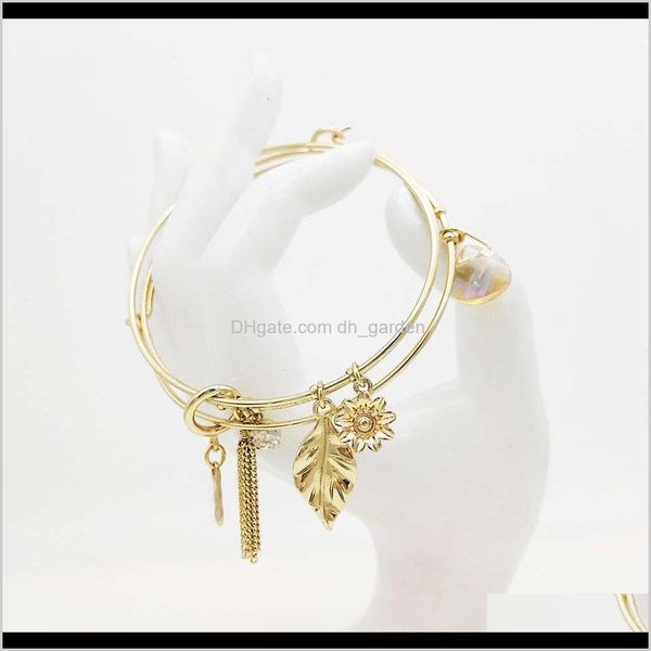 

other jewelry drop delivery 2021 express forest dancing in the wind leaves flowers tassel crystal pendant three a set of bracelets nesxg, Golden;silver
