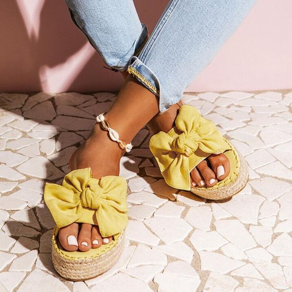 

sandals 2021 summer fashion sweet shoes women bow slipper indoor outdoor flip-flops beach female slippers big size, Black