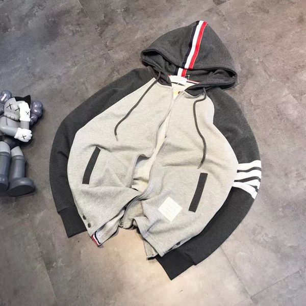 

brand hoodie 2021 autumn new fashion brand t + b zipper yarn dyed ribbon simple leisure loose comfortable couple hooded jacket, Black