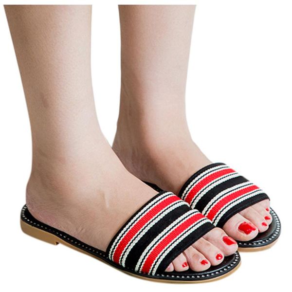 

slippers shoes woman 2021 women's open-toe summer flat beach fashion lazy ladies women #d31, Black