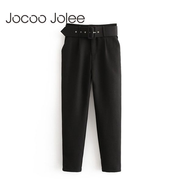 

women black suit pants high waist sashes pockets office ladies fashion middle aged pink yellow 210428, Black;white