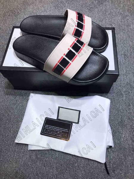 

mens ace designer slippers womens luxurys designers sandals italy stripe bee tiger flower canvas leather outdoor beach casual slipper flip z, Black
