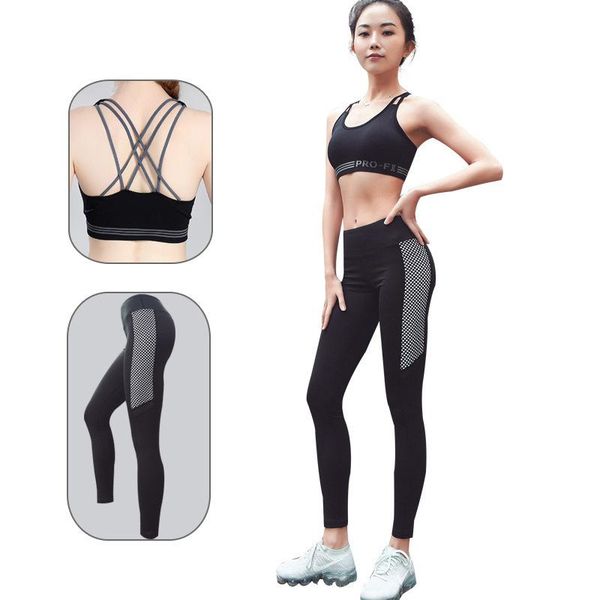 

two piece dress autumn suit is quick-dry and breathable around the rope bra black white round dots elastic trousers girl