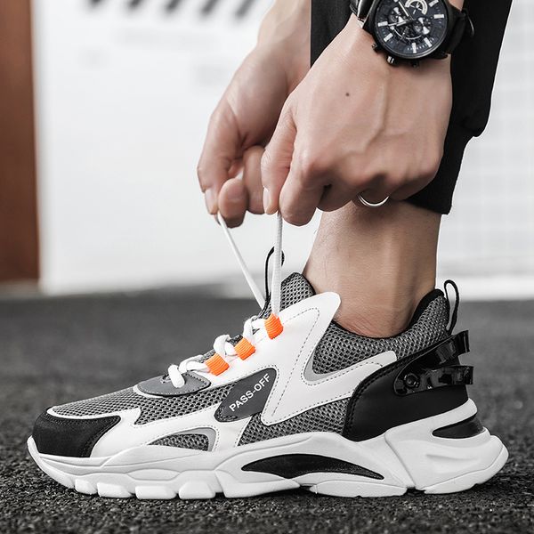 

wholesale summer mesh womens men running shoes breathable black white beige gray jogging sports trainers sneakers code: 65-727 size eur 39-4