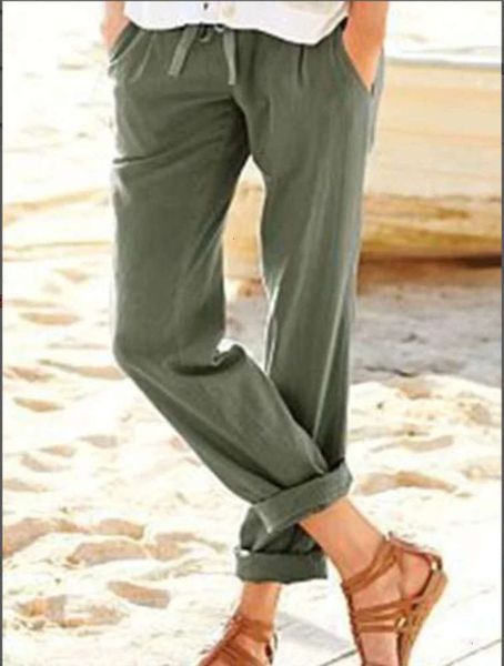 

casual dresses women's solid loose elastic waist cropped pants in summer, Black;gray