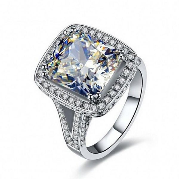 

cluster rings luxury 8ct diamond ring 14k white gold jewelry moissanite court engagement wedding band for women bridal party accessory, Golden;silver