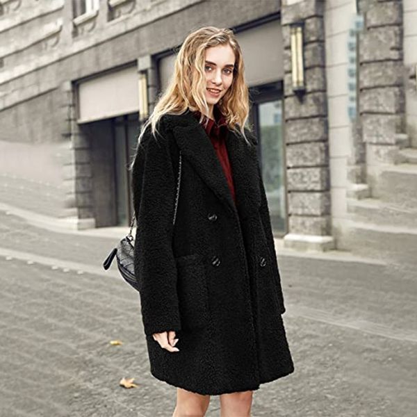 

autumn and winter new cotton thickened women's coat double breasted lapel warm coat fashion slim medium and long coat, Black;red